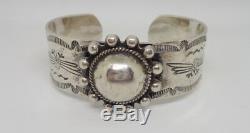 Old Pawn Fred Harvey Era 900 Coin Silver Stamped Dog Arrow TBird Bracelet Navajo