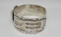 Old Pawn Fred Harvey Era 900 Coin Silver Stamped Dog Arrow TBird Bracelet Navajo