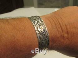 Old Pawn Fred Harvey Era Coin Silver Cuff Bracelet -24.4 Grams