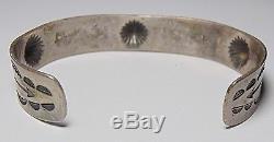 Old Pawn Fred Harvey Era Native American Navajo Sterling Silver Stamp Work Cuff