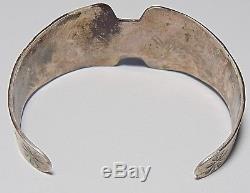 Old Pawn Fred Harvey Era Native American Sterling Silver Green Turquoise Cuff