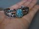 Old Pawn Fred Harvey Era Native American Turquoise Sterling Silver Cuff Bracelet