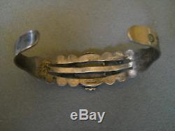 Old Pawn Fred Harvey Era Native American Turquoise Sterling Silver Cuff Bracelet