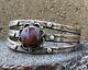 Old Pawn Fred Harvey Era Navajo Agate Sterling Silver Stamped Cuff Bracelet