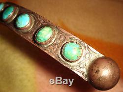 Old Pawn Fred Harvey Era Navajo Museum Quality Ster. Silver Turquoise Hairband