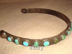 Old Pawn Fred Harvey Era Navajo Museum Quality Ster. Silver Turquoise Headband