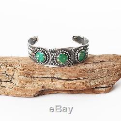 Old Pawn Fred Harvey Era Sterling Silver Turquoise Cuff Bracelet Native American