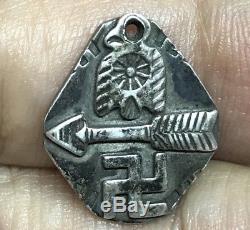 Old Pawn Fred Harvey Era Whirling Logo Handmade Sterling Silver Pendant