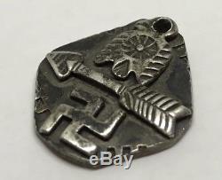 Old Pawn Fred Harvey Era Whirling Logo Handmade Sterling Silver Pendant