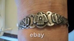 Old Pawn Fred Harvey Navajo Native American Thunderbird Sterl Silver Cuff