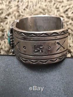 Old Pawn Fred Harvey Navajo Whirling Log Ingot Silver Bracelet