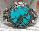 Old Pawn Fred Harvey Sterling Silver Bluebird Turquoise Cuff Bracelet 42 Grams