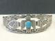 Old Pawn Fred Harvey Sterling Silver Turquoise Thunderbird Bird Cuff Bracelet