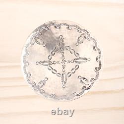Old Pawn Fred Harvey Sterling Silver Whirling Log Stamp Work Jewelry Dish