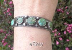 Old Pawn Fred Harvey Turquoise Silver Cuff Bracelet Real Old