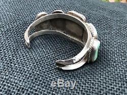 Old Pawn Fred Harvey Turquoise Sterling Silver Benjamin Piaso Cuff