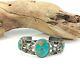 Old Pawn Fred Harvey Era Navajo Sterling Silver Turquoise Cuff Bracelet 39g