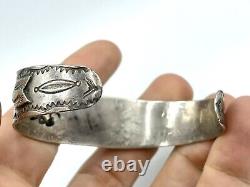 Old Pawn Navajo Coin Ingot Silver Applied Arrow Fred Harvey Era Cuff Bracelet