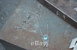 Old Pawn Navajo Fred Harvey Era Arrowhead Pendant Fob Necklace Silver turquoise