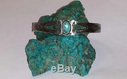 Old Pawn Navajo Fred Harvey Era Bisbee Turquoise & Sterling Silver Cuff Bracelet