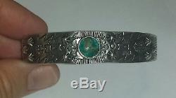 Old Pawn Navajo Fred Harvey Era Turquoise & Sterling Silver Cuff Bracelet6.5