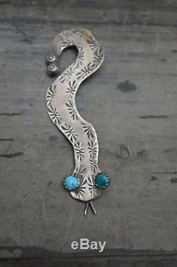 Old Pawn Navajo Fred Harvey SNAKE Pendant Necklace Silver turquoise Vintage