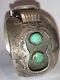 Old Pawn Navajo Sterling Silver Turquoise Bracelet Watch Band Fred Harvey Era