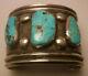 Old Pawn Navajo Sterling Silver Turquoise Fred Harvey Era Cuff Bracelet 130 Gram