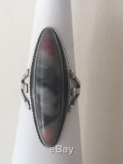 Old Pawn Vintage Navajo Fred Harvey Era Petrified Wood Sterling Silver Ring 8.5