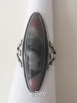 Old Pawn Vintage Navajo Fred Harvey Era Petrified Wood Sterling Silver Ring 8.5