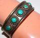 Old Pawn Zuni Sterling Silver Turquoise Cuff Bracelet Fred Harvey Era
