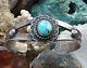 Old Small Navajo Fred Harvey Era Turquoise Cuff Bracelet 925 Sterling Handmade