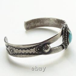 Old SMALL Navajo Fred Harvey Era Turquoise Cuff Bracelet 925 Sterling Handmade