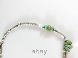 Old Turquoise Melon Bead & Pearl Bead Necklace Fred Harvey Style Navajo Necklace