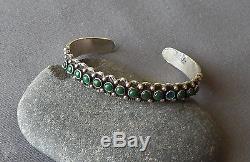 Old Vintage Fred Harvey Era Maisels Silver Green Row Turquoise Cuff Bracelet