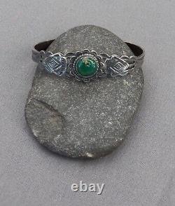 Old Vintage Fred Harvey Era Maisels Sterling Green Turquoise Cuff Bracelet Small