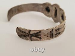 Old Vintage Fred Harvey Era Native American Sterling Stamped Cuff Bracelet