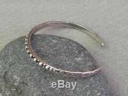 Old Vintage Fred Harvey Era Silver Beaded Stamped Cuff Bracelet