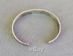Old Vintage Fred Harvey Era Stamped Silver Unisex Cuff Bracelet
