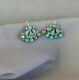 Old Vintage Fred Harvey Era Sterling Silver Petit Point Turquoise Earrings