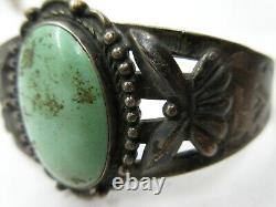 Old pawn Navajo Fred Harvey era sterling silver turquoise cuff bracelet sz. 6.5