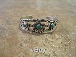 PERFECT OLD Fred Harvey Navajo Sterling Silver Turquoise THUNDERBIRD Bracelet