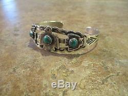 PERFECT OLD Fred Harvey Navajo Sterling Silver Turquoise THUNDERBIRD Bracelet