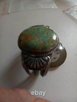 Pawn RARE WOW NAVAJO STERLING FRED HARVEY TURQUOISE CUFF 78grams