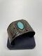Rare! 1920s Old Pawn Fred Harvey Era Sterling Silver Turquoise Stamped Cuff