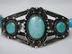 Rare Fred Harvey Era Navajo Natural Crow Springs Turquoise Sterling Silver Cuff