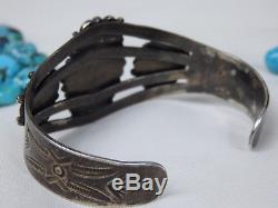 RARE Fred Harvey Era NAVAJO Natural CROW SPRINGS Turquoise STERLING Silver CUFF