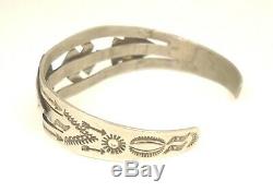 RARE OLD Fred Harvey Era Navajo Coin Silver WHIRLING LOG Stamped Cuff Bracelet