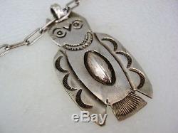 RARE OLD Fred Harvey era NAVAJO STAMPED STERLING SILVER 5 FOB NECKLACE