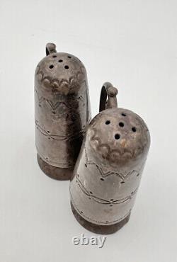 RARE OLD PAWN FRED HARVEY ERA NAVAJO STERLING SILVER SALT & PEPPER SHAKERS 88.8g